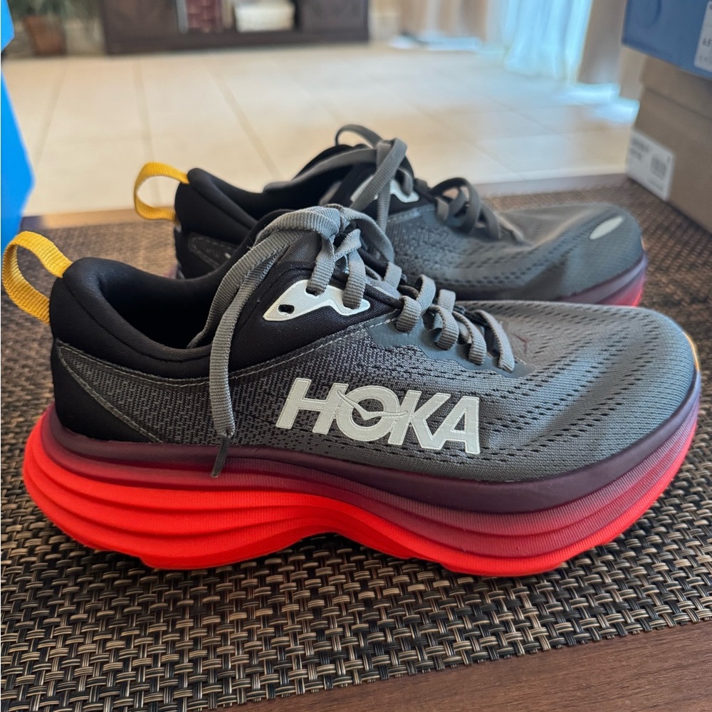 Hoka Black and Red Athletic Shoes Size 6D